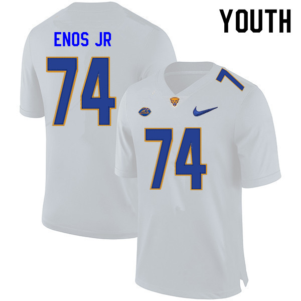 Youth #74 Terrence Enos Jr. Pitt Panthers College Football Jerseys Sale-White